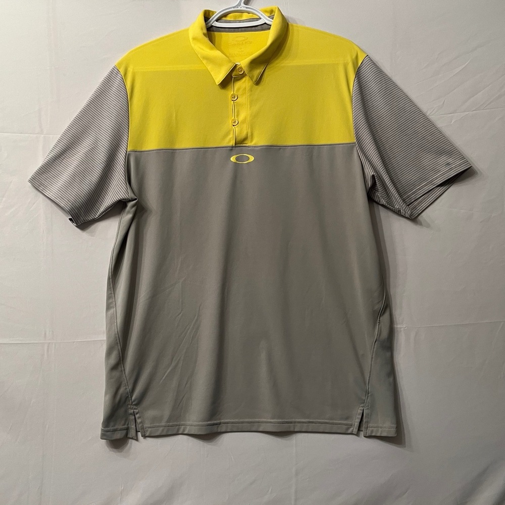 Oakley Gorpcore Colorblock Golf Polo Shirt Grey Yellow
